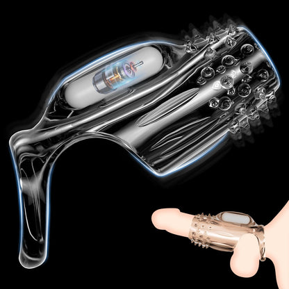 Transparente Penishülle Vibrator Cock Ring Penisvergrößerung mit 10 Vibrationsmodi