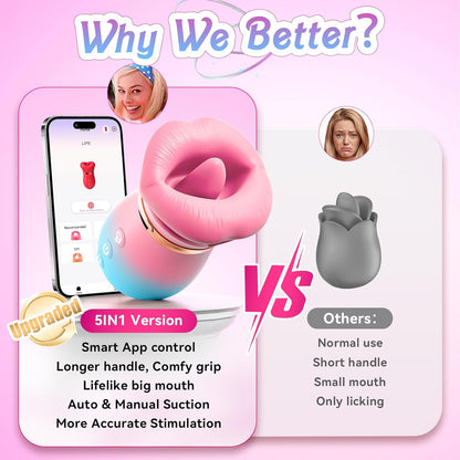 5 IN1 Saugvibrator Rose Toy mit 10 Vibrationsmodi & 4 Saugmodi