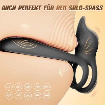 3 IN 1 Doppelte Penis Trainer Vibrator Klitoris Stimulator Cock Ring mit 10 Modi