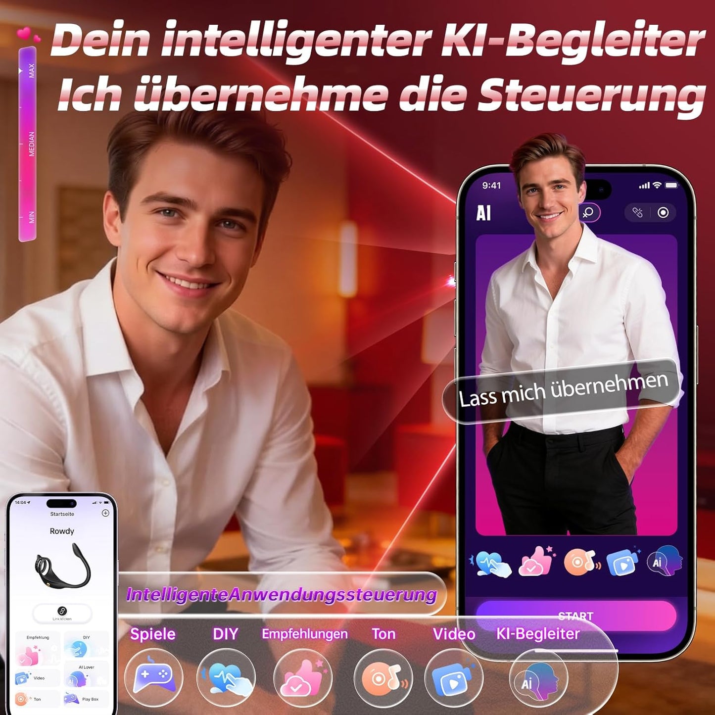 APP Steuerung Penisring Prostate Massager Anal Vibrator mit 10 Vibrationsmodi