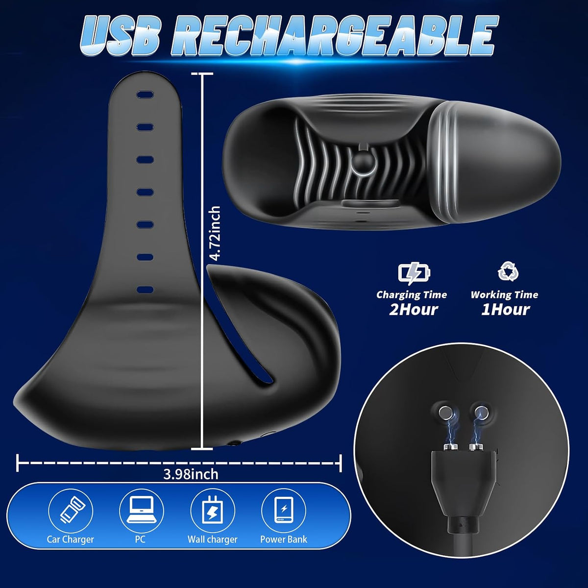360° Umhüllung Automatische Penistrainer Eichelmassagegerät mit 10 Vibrationsmodi