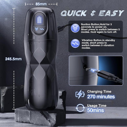 App-gesteuerte Masturbator Vakuumpumpe mit 5 Saug und 9 Vibrationsmodi