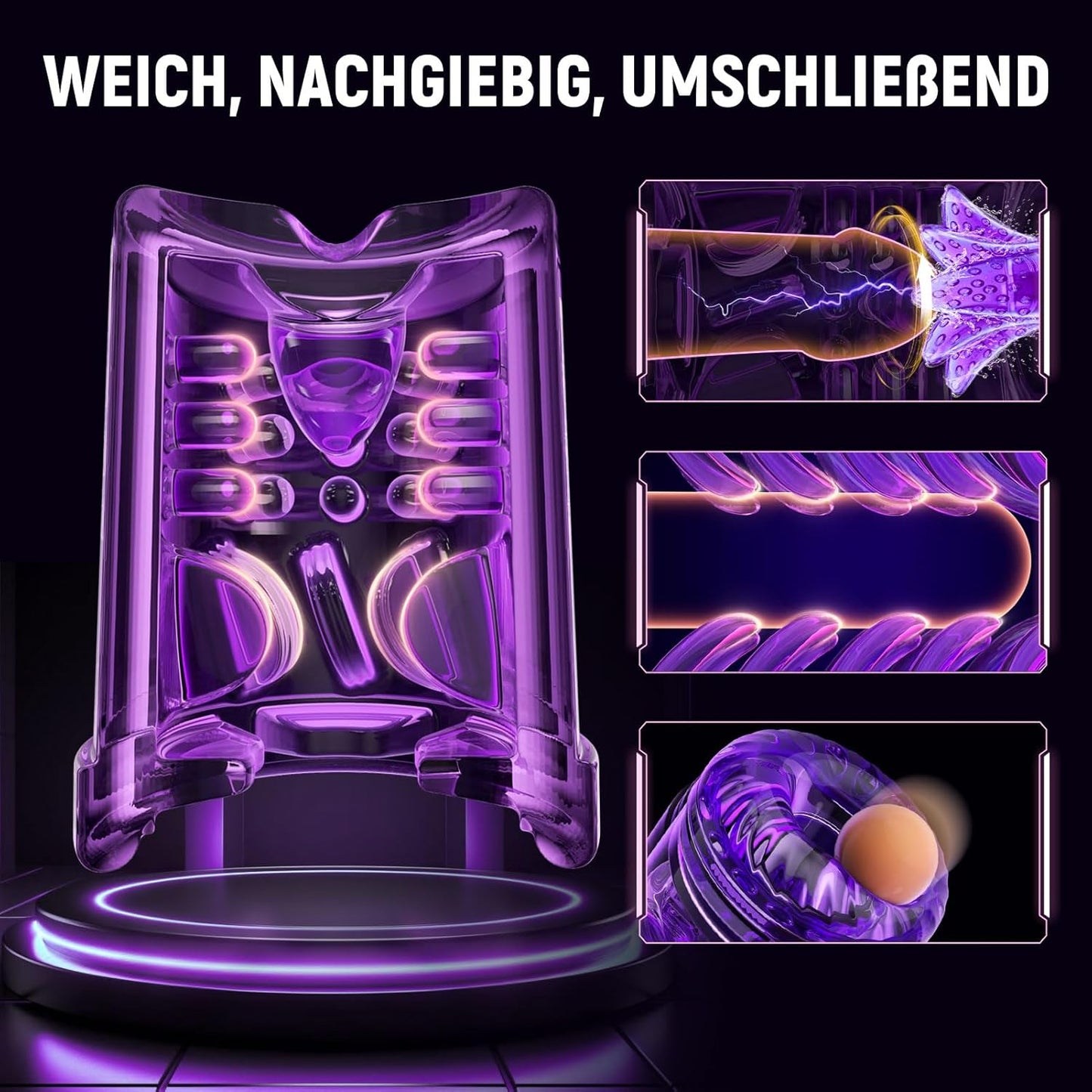 Elektrischer Masturbator Blowjob Taschenmuschi mit 9 Teleskop & Rotation & Saugen