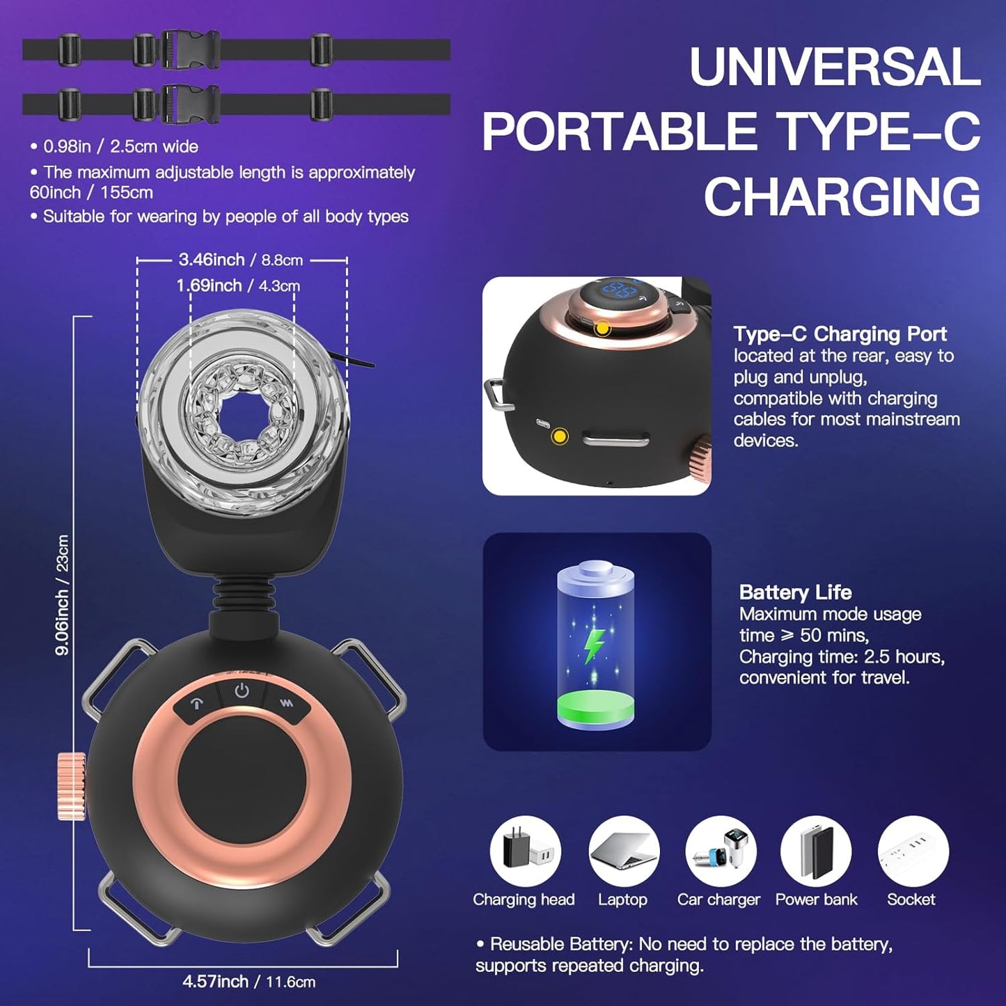 Strap-On Masturbator Sexmachine Stroker mit 9 Vibrationen & Schwingen & Stoßen