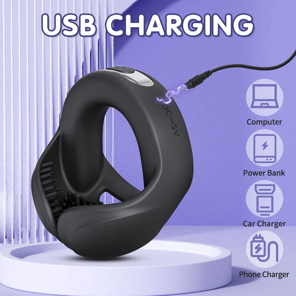 2 IN 1 Extrem Vibrierender Penisring Massagegerät mit 10 Vibrationsmodi