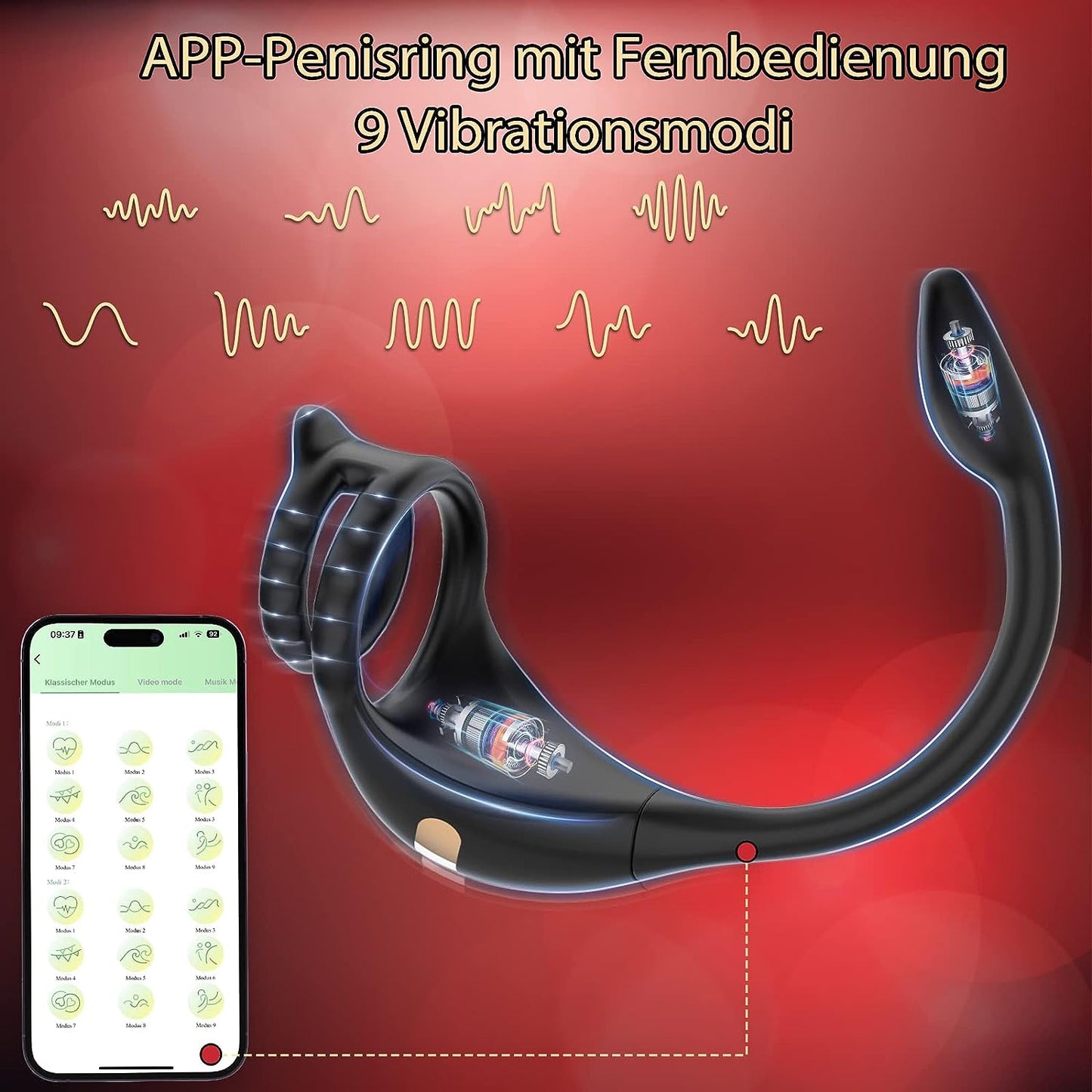 APP Steuerung Penisring Prostate Massager Anal Vibrator mit 10 Vibrationsmodi