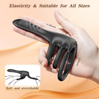 Finger Penis Trainer Vibrator Cockring Klitorisstimulator mit 3 Ringen & 9 Vibrationsmodi