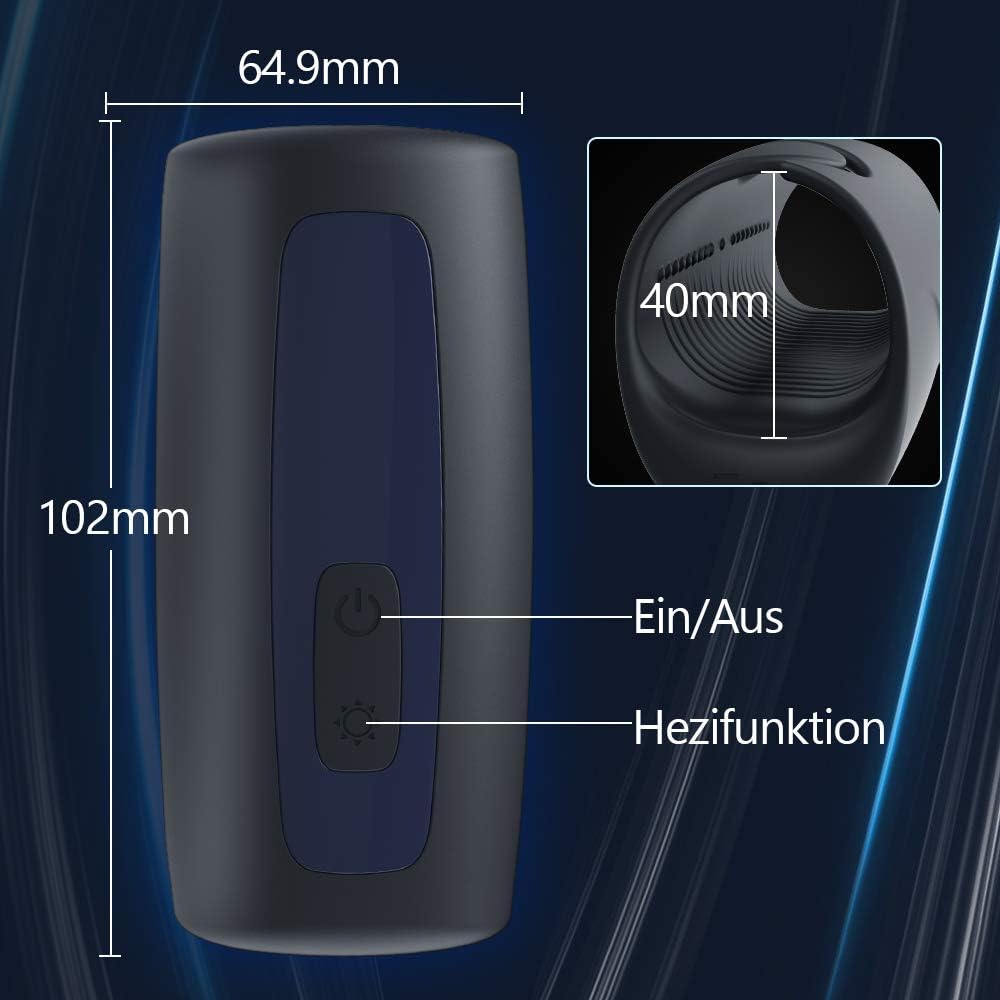 40 ℃ Heizung Elektrischer Penistrainer Vibrator Masturbator mit 10 Vibrationsmodi