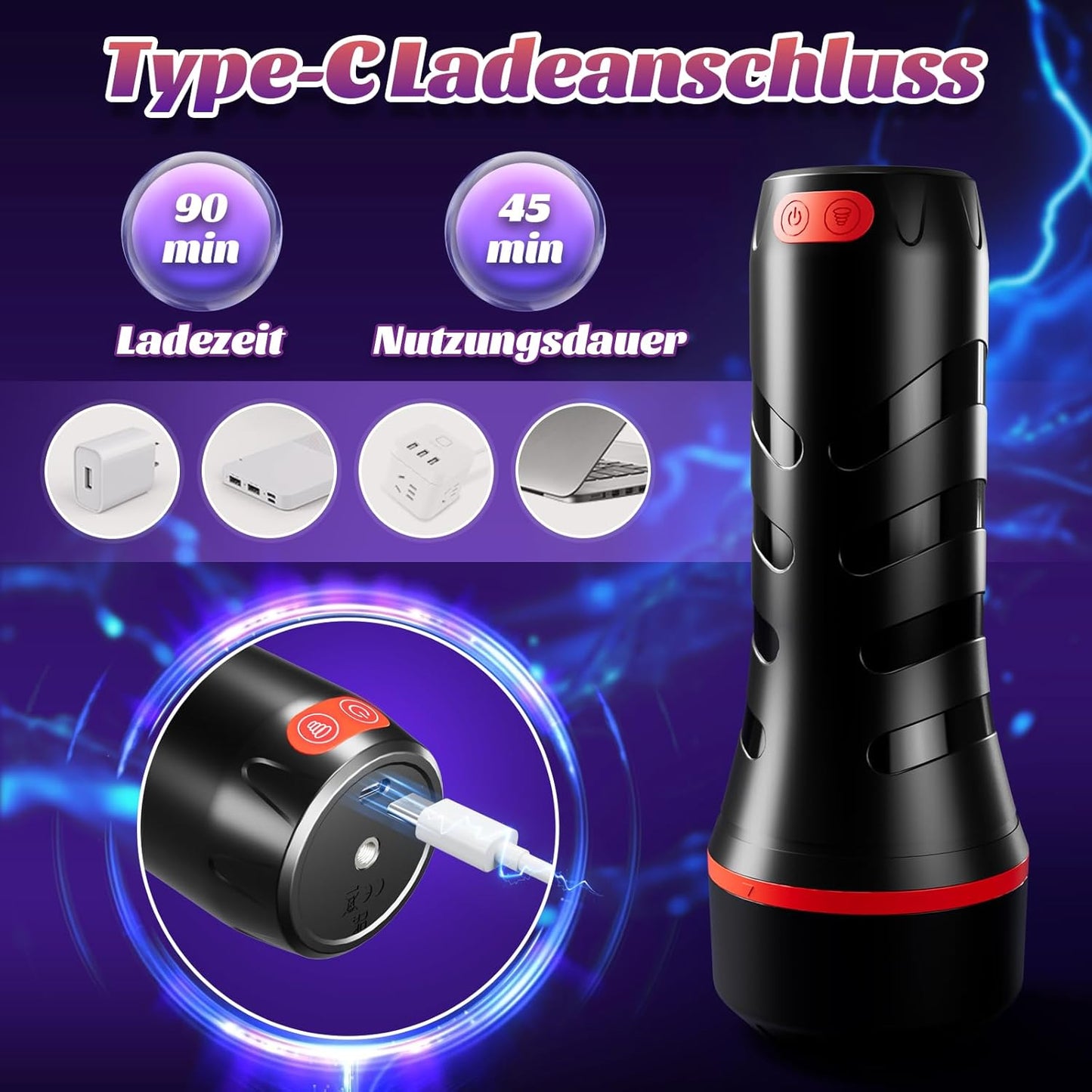 Elektrischer Masturbator Taschenmuschi Penistrainer mit 9 Vibrations & 4 Saugmodi