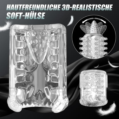 KI-Synchronisation Elektrischer Masturbator mit 9 Teleskopfunktion & Rotieren & Saugen & Vibrieren