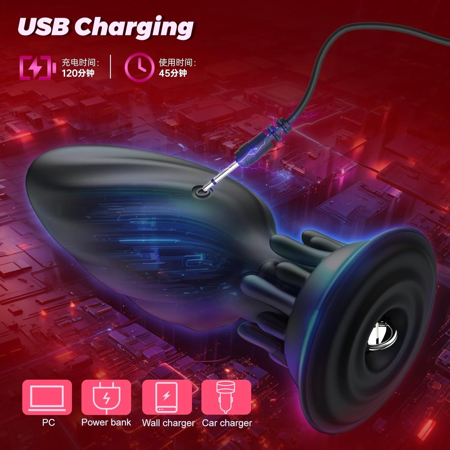 360° Rotation Analplug Vibrator mit 10 Vibrations und Rotationsmodi