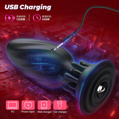 360° Rotation Analplug Vibrator mit 10 Vibrations und Rotationsmodi