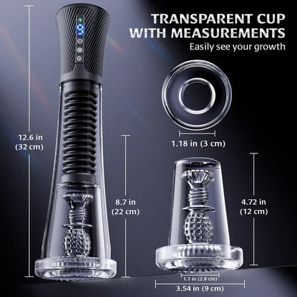 3 in 1 Elektrische Penispumpe Masturbatoren mit 9 Vibrationsintensitäten & 5 Saugmodi