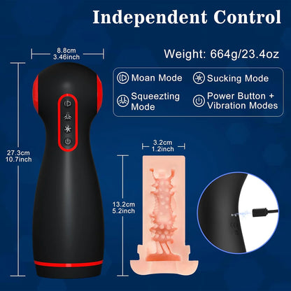 Automatischer Blowjob Maschine Masturbator mit 10 Vibrieren & 7 Saugen & 7 Quetschen