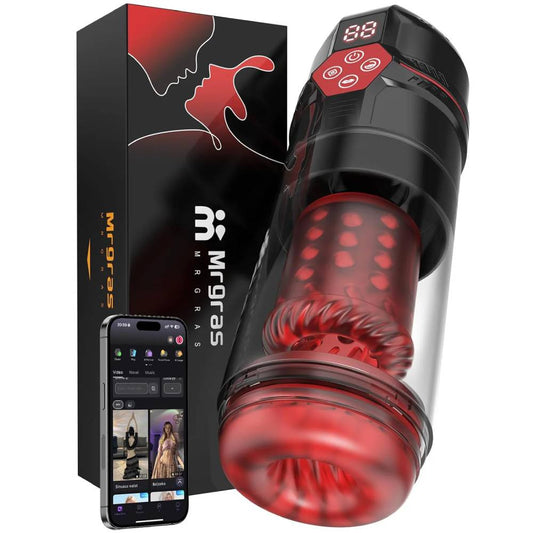 AI-Sync Masturbator Penis Pump mit 12-S Saugpumpe & 7 Schlag & Dreh & Vibrations& Saug & Lickfunktionen