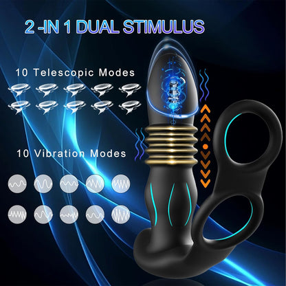 Analvibratoren Butt Plug Prostata Massager Penisring mit 10 Vibrationsmodi