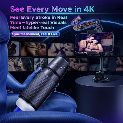 Freihändiger Masturbator Stroker Sexmachine mit 3 Saug & 4 Vibrationsmodi