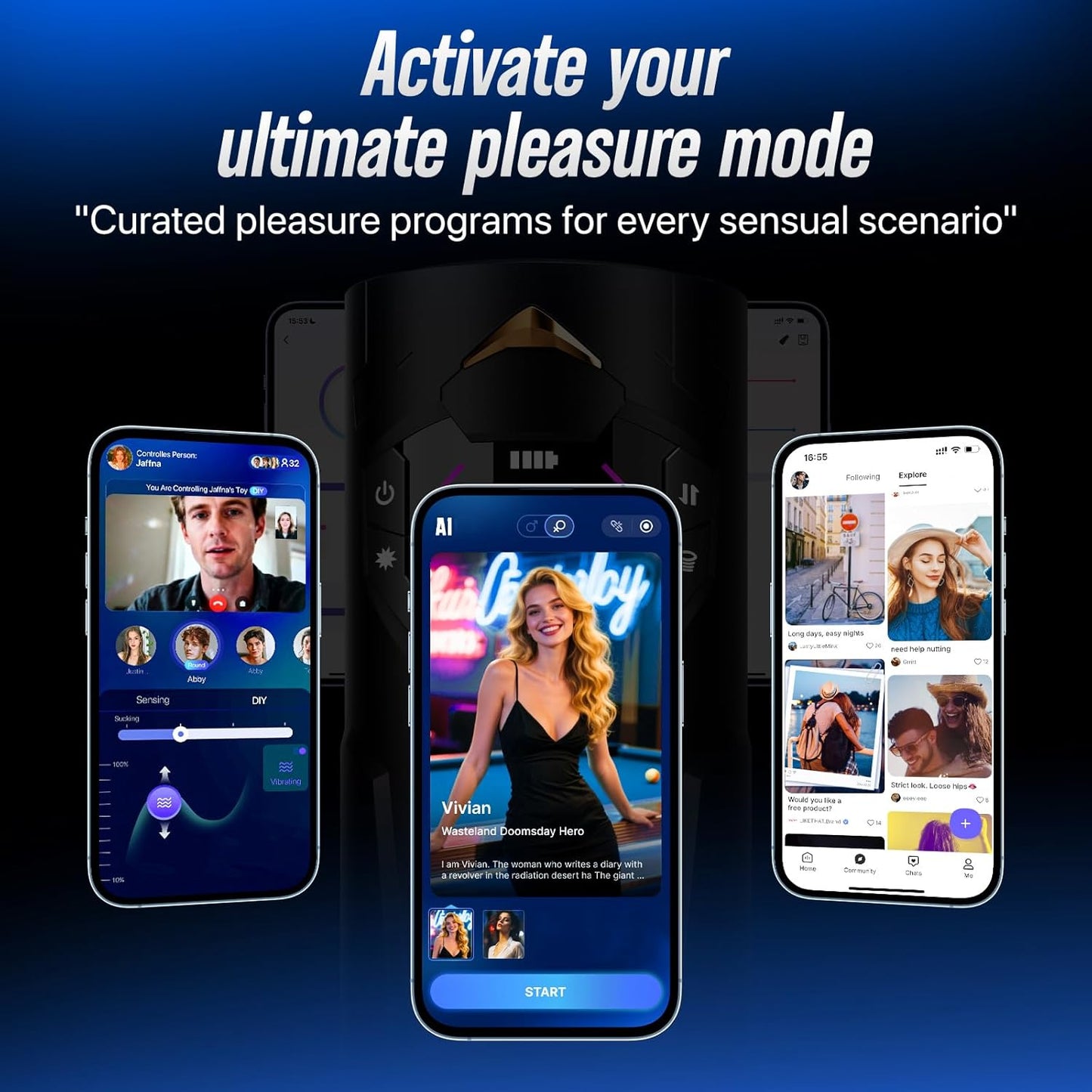 KI App Automatische Masturbator Sexmaschine mit 8 Saug & Stoß & Vibrationsfunktionen