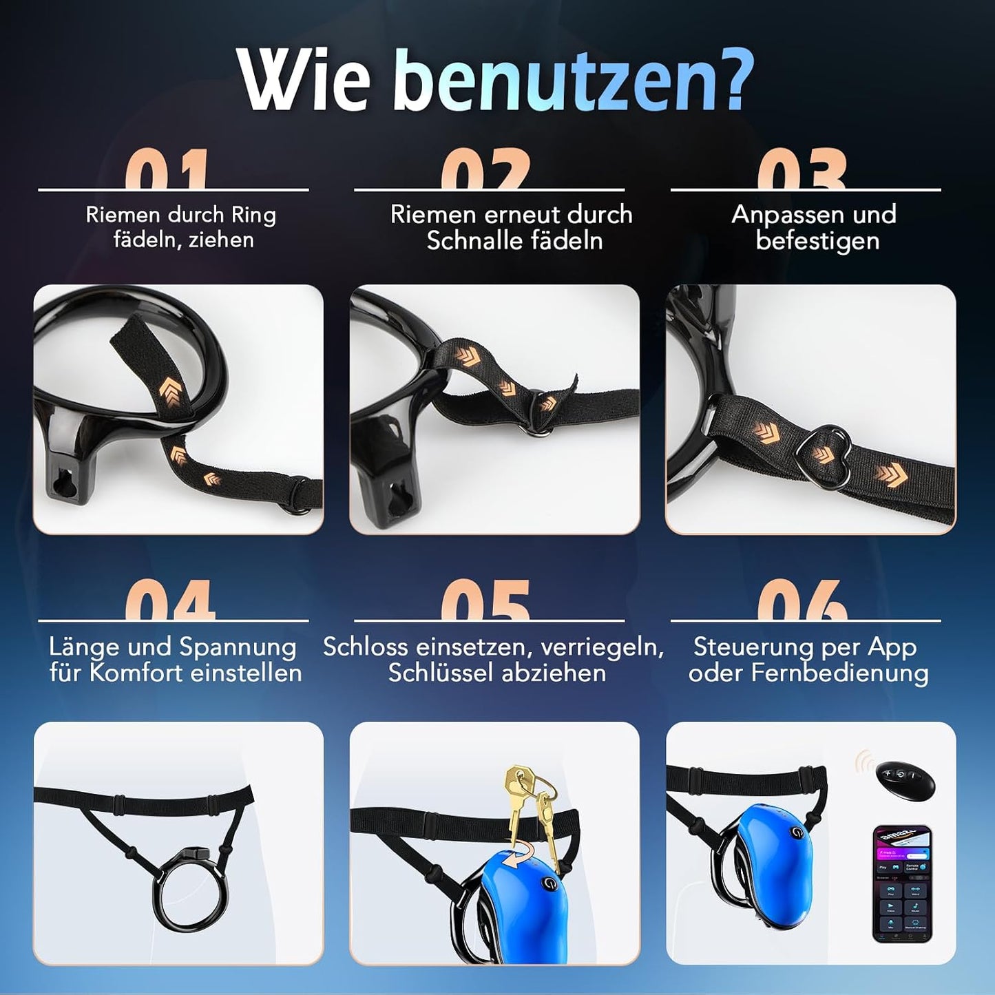 Peniskäfig Chastity Cage Bdsm Keuschheitskäfig Herren Peniszaumzeug mit Fesseln & Bondage Belt