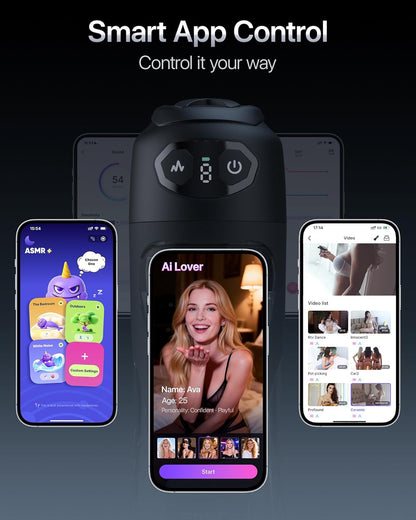 AI Sync Masturbator Stroker Blowjob Penispumpe mit 7 Geschwindigkeits Saug & Vibration