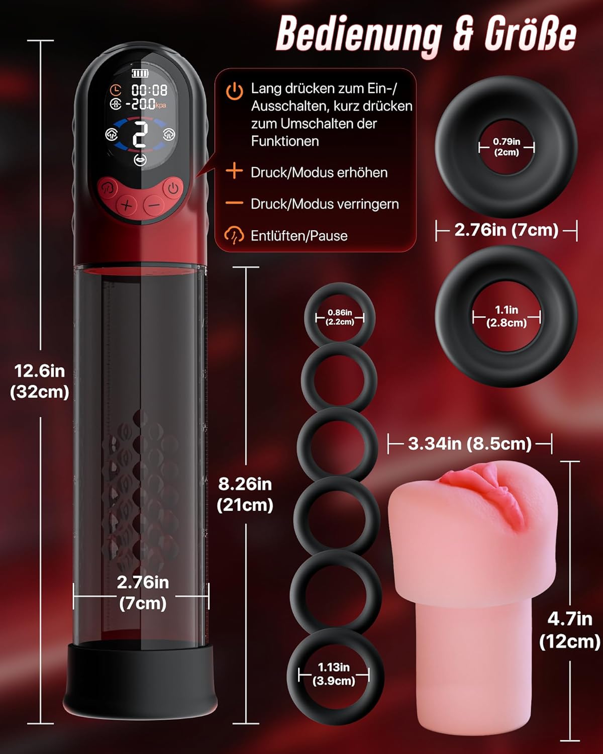 4 IN 1 Automatisch Penispumpe Masturbator mit 4 Trainingsmodi & 8 Saugstufen
