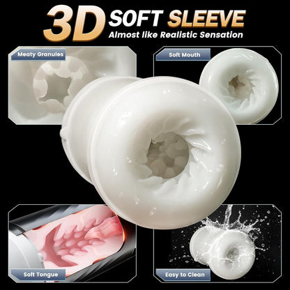 5 IN 1 Automatisches Masturbator Penispumpe mit 10 Vibrations & Leckmodi & 7 Stoß & 5 Saugmodi