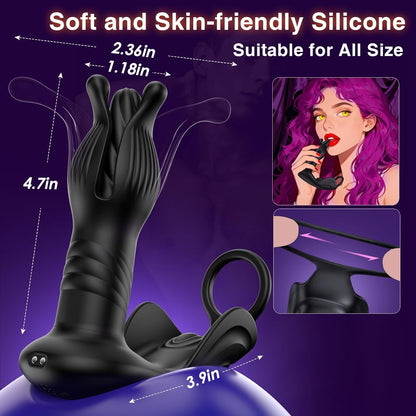 Prostata Massagegerät Anal Buttplug Vibrator mit 9 Spannungs Schock Klapp Stoßvibrationsstufen