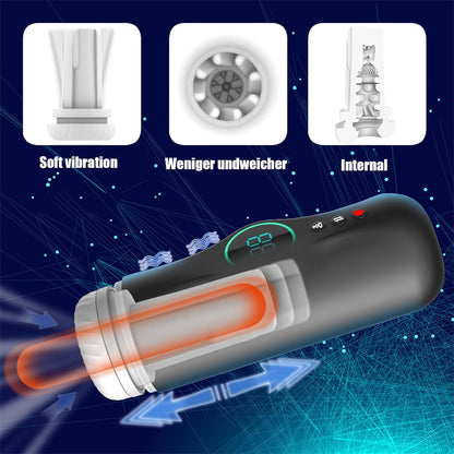 Automatischer Masturbator Penis Stroker Blowjob mit 5 Stoßbewegungen & Vibration & Heizfunktion