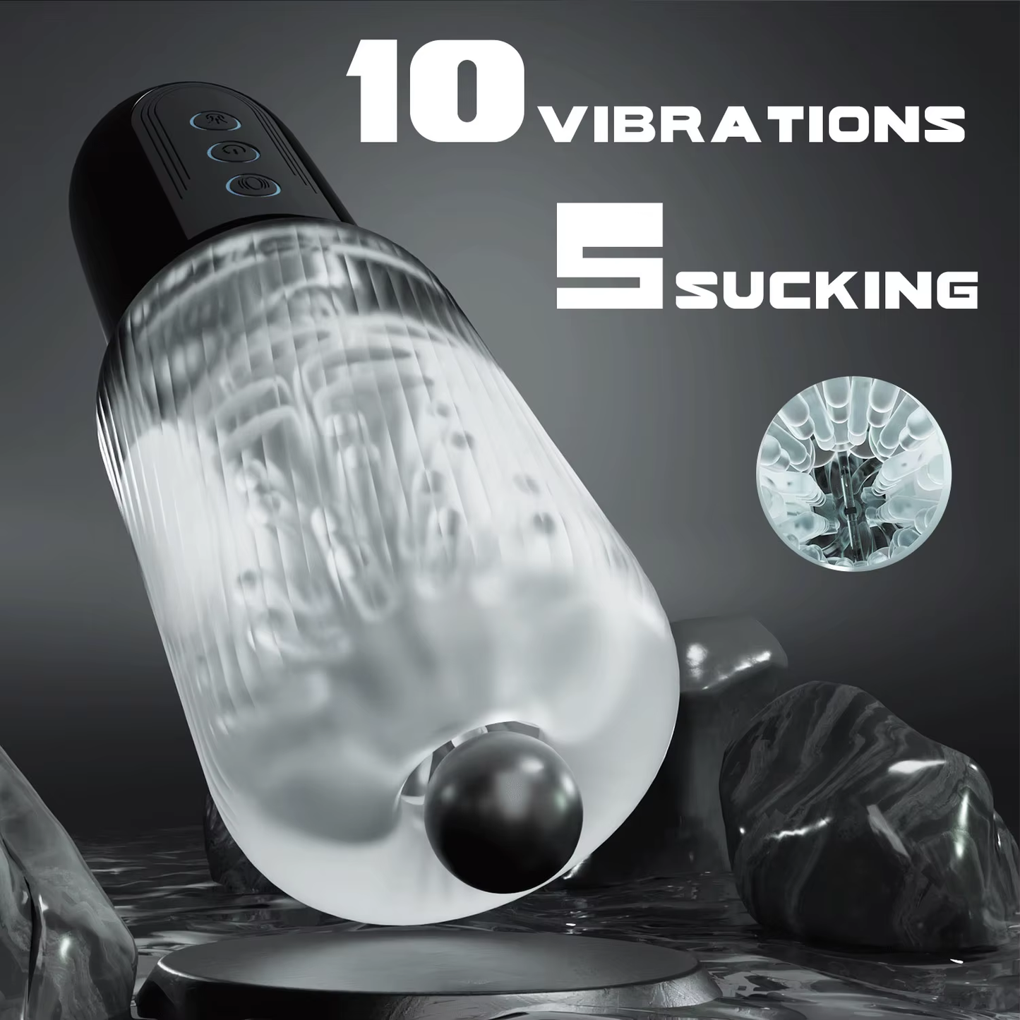 Automatische Penistrainer Mastubator Stroker Blowjob mit 10 Vibrationsmodi & 5 Saugen