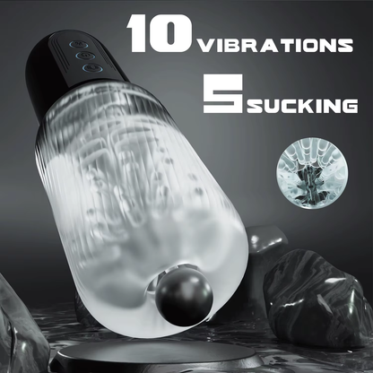 Automatische Penistrainer Mastubator Stroker Blowjob mit 10 Vibrationsmodi & 5 Saugen