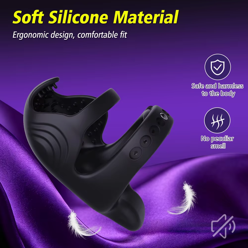 3 IN 1 Cockring Penisvibrator Hodenstimulator Keuschheitskäfig Set mit 9 Vibrationsmodi