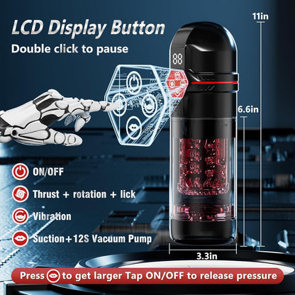 AI-Sync Masturbator Penis Pump mit 12-S Saugpumpe & 7 Schlag & Dreh & Vibrations& Saug & Lickfunktionen