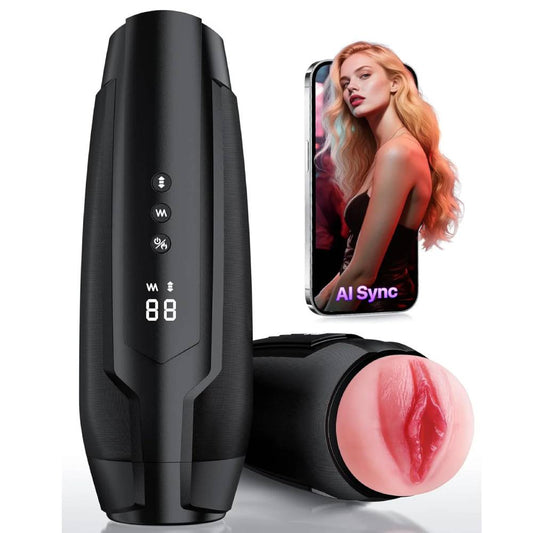 360° Heiz KI-gesteuerter Masturbator Stroker Blowjob mit 7 Stoß & 7 Vibrationsmodi