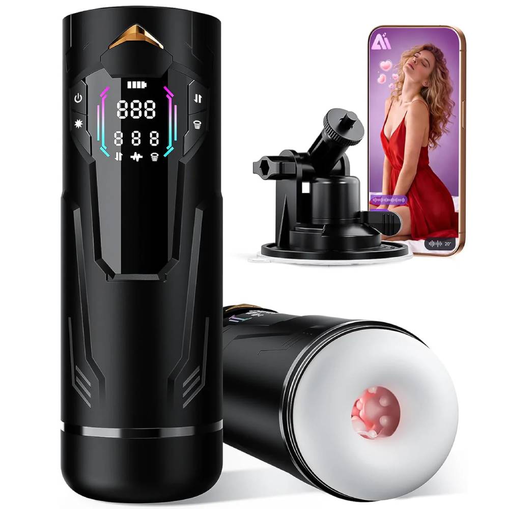 KI App Automatische Masturbator Sexmaschine mit 8 Saug & Stoß & Vibrationsfunktionen