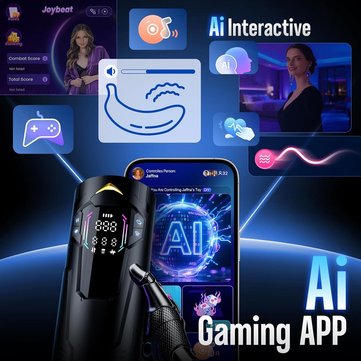 KI App Automatische Masturbator Sexmaschine mit 8 Saug & Stoß & Vibrationsfunktionen