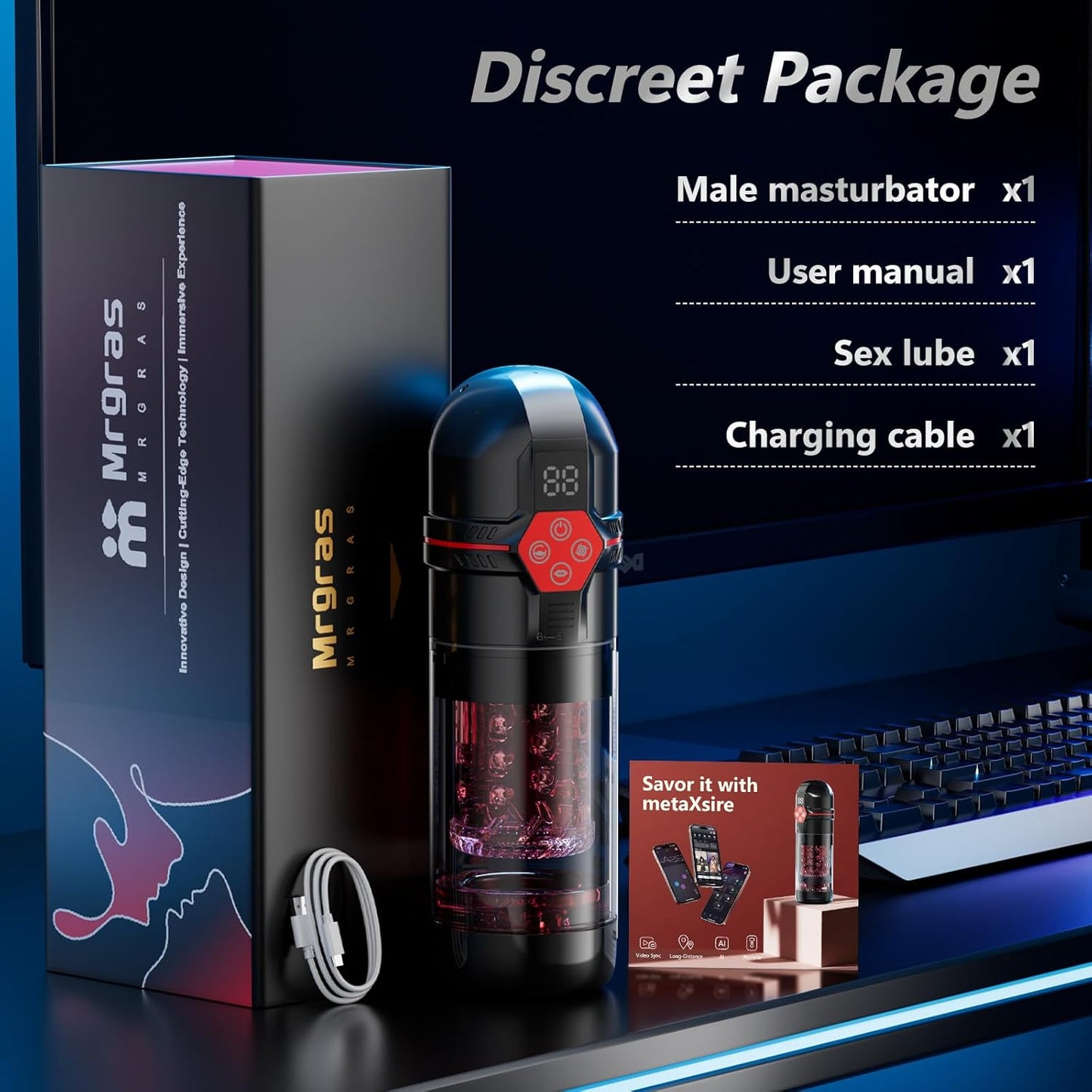 AI-Sync Masturbator Penis Pump mit 12-S Saugpumpe & 7 Schlag & Dreh & Vibrations& Saug & Lickfunktionen