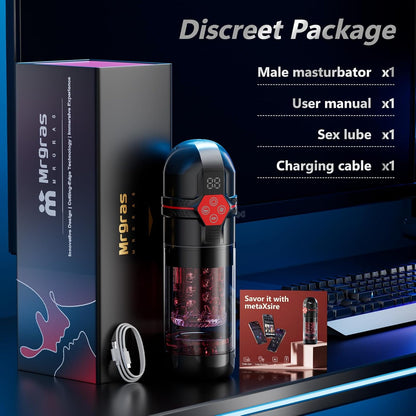 AI-Sync Masturbator Penis Pump mit 12-S Saugpumpe & 7 Schlag & Dreh & Vibrations& Saug & Lickfunktionen