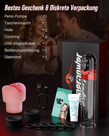 4 IN 1 Automatisch Penispumpe Masturbator mit 4 Trainingsmodi & 8 Saugstufen