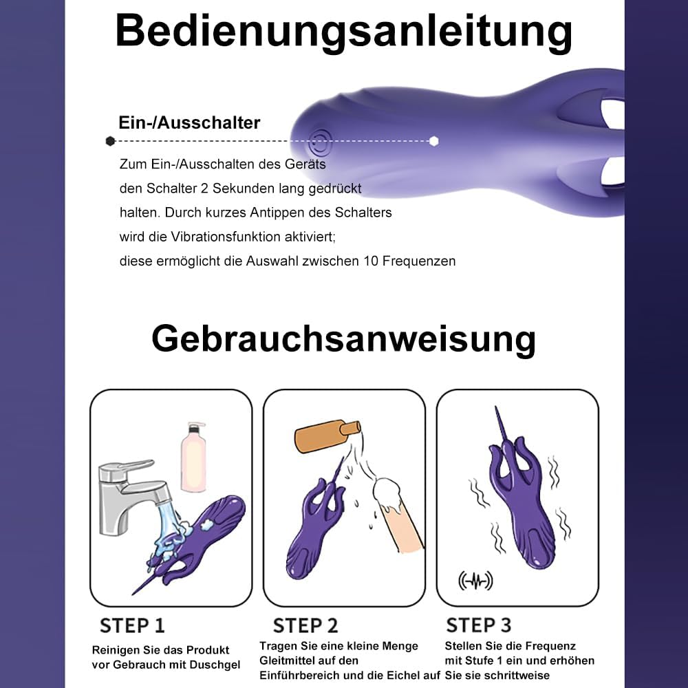 2 IN 1 Eichelvibrator Prostata Stimulation Penis Vibrator  Dilatatoren mit 10 Vibrationmodi