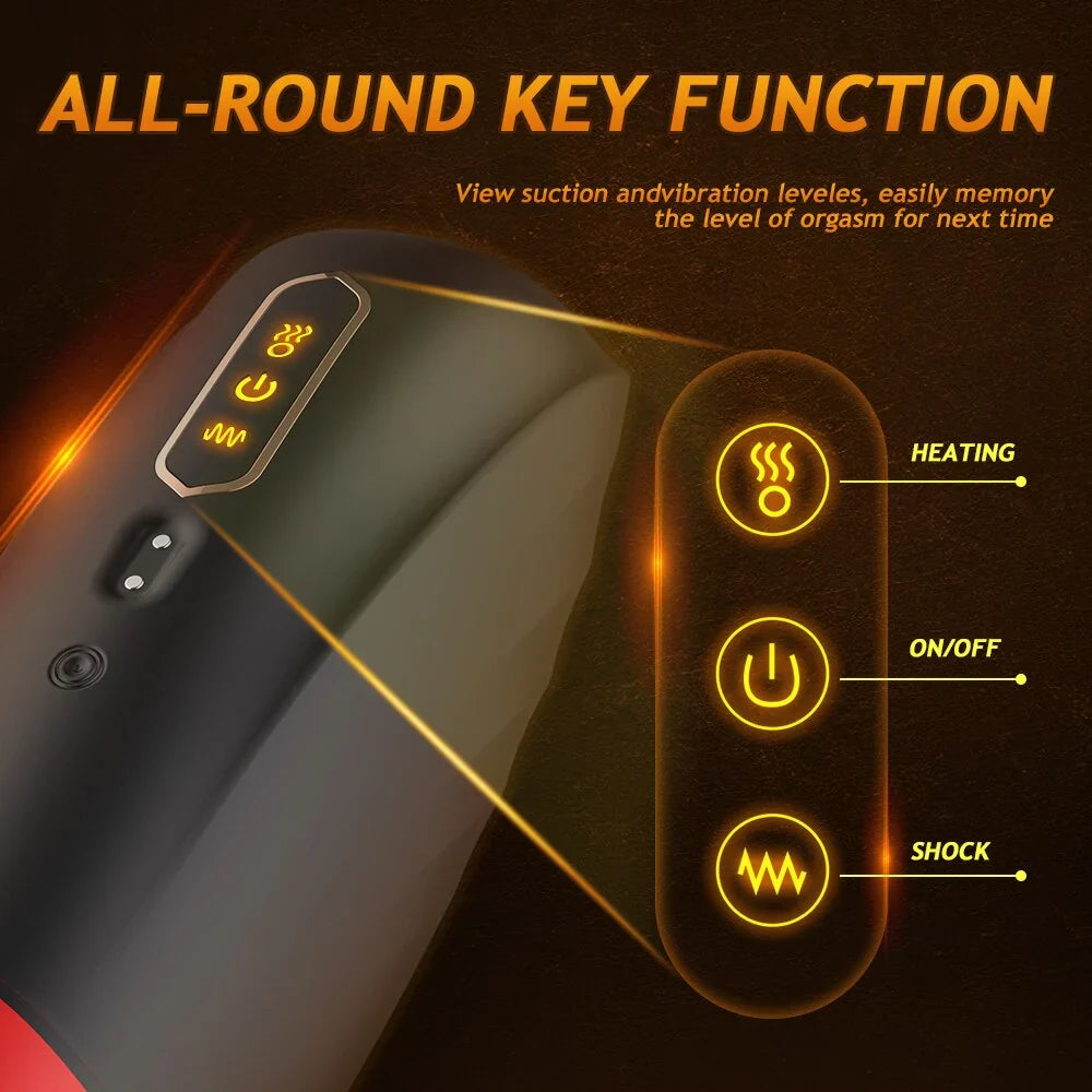 3 IN 1 Oral Stroker Blowjob Masturbator mit 5 Klemm 10 Vibrations und 42°C Heizmodi